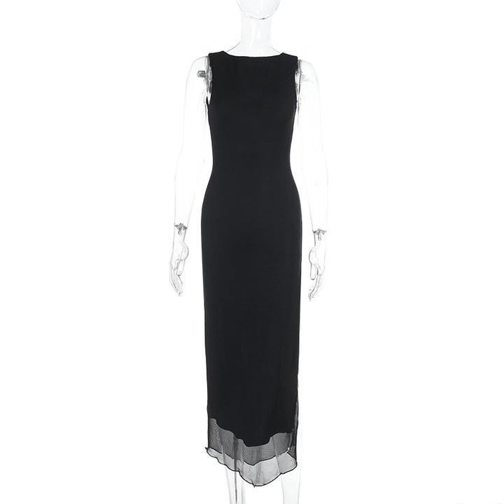 Damen zeitloses Maxikleid mit transparentem Saum Echo Archiv