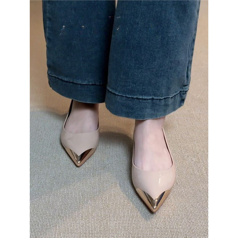 Damen Spitz zulaufende Pumps mit Leo-Veloursoptik und metallischer Kappenspitze – Lioré