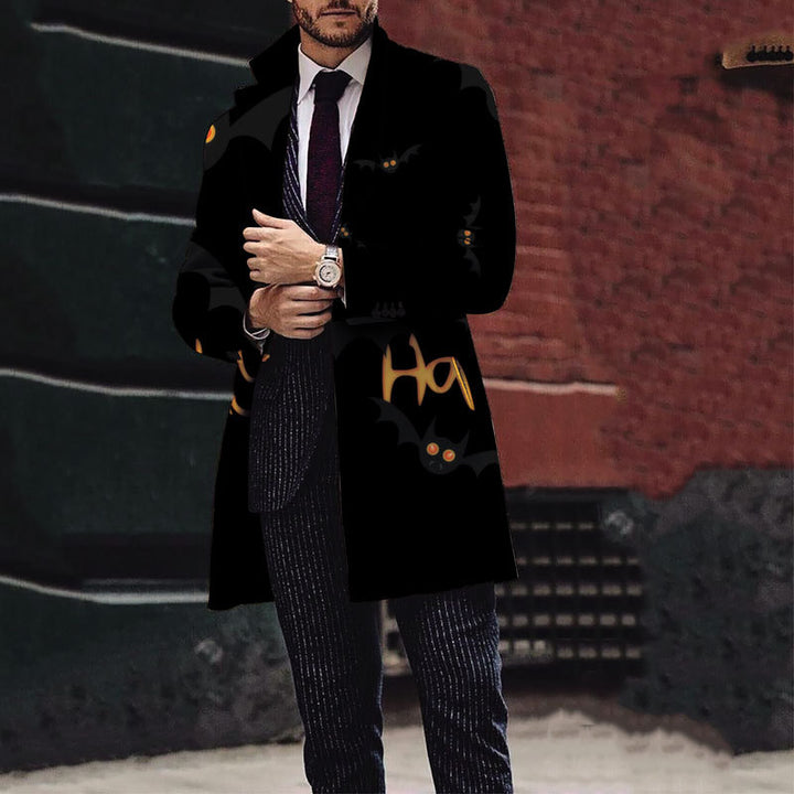 Herren Eleganter Trenchcoat mit Halloween-Motiv und klassischem Schnitt Echoarchiv
