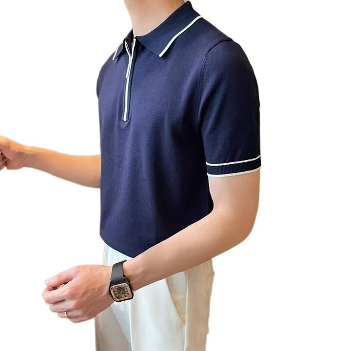 Herren modisches Poloshirt mit innovativem Reißverschluss Echoarchiv