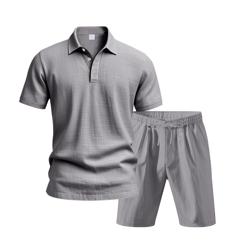 Herren entspannendes Kurzarm-Polo-Shirt mit Jogginghosen Echoarchiv