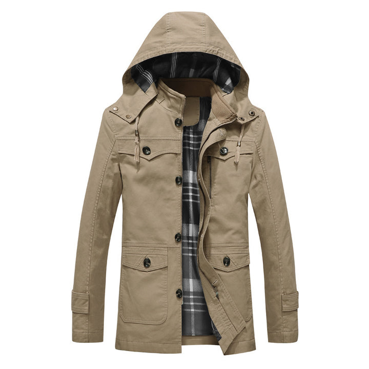 Herren Übergangs-Canvasparka mit gesteppter Karofutter-Innenlage und Mehrfachtaschen Echo Archiv