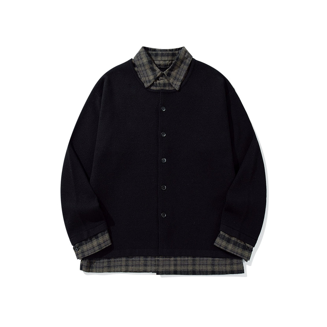 Herren Karierter Flanellhemd-Layer mit offenem Strickcardigan Echoarchiv
