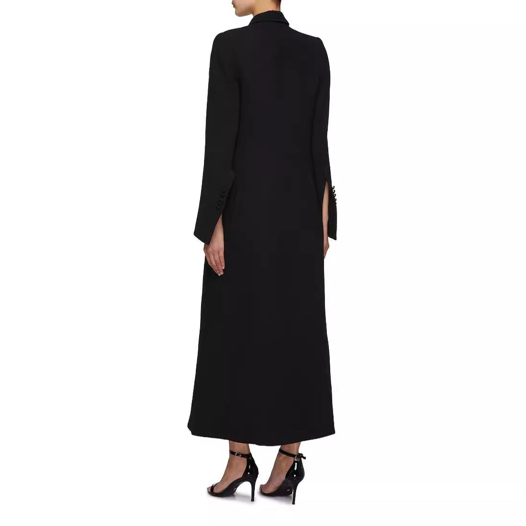 Damen Doppeltreihiger Maxi-Blazer-Mantel mit schlanker Silhouette Echoarchiv