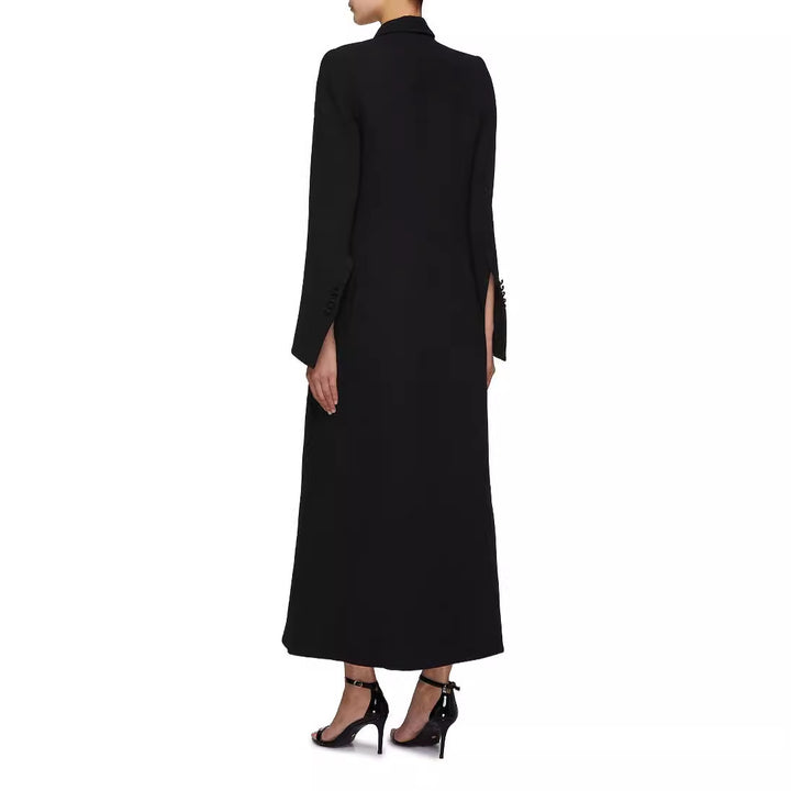 Damen Doppeltreihiger Maxi-Blazer-Mantel mit schlanker Silhouette Echoarchiv