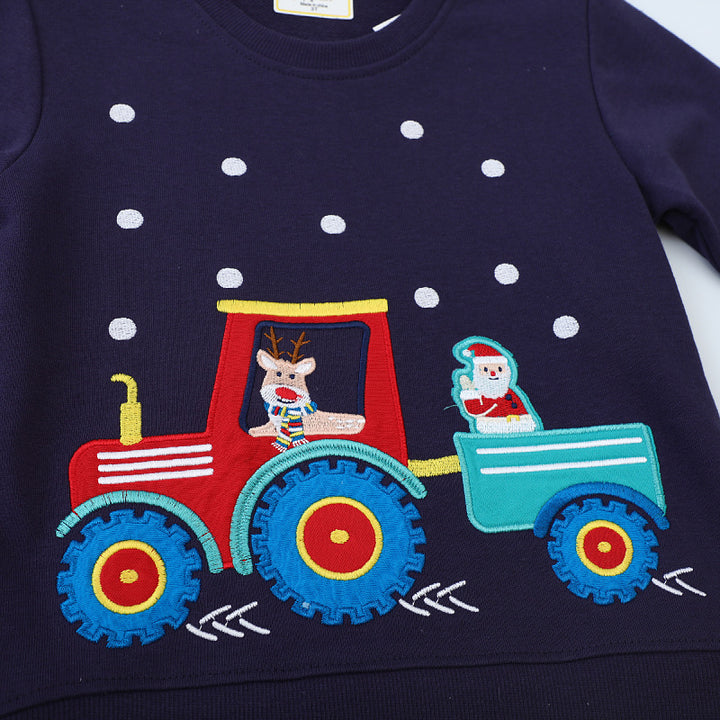 Jungen Sweatshirt mit lustigem Traktor-Design und festlicher Applikation Echo Archiv