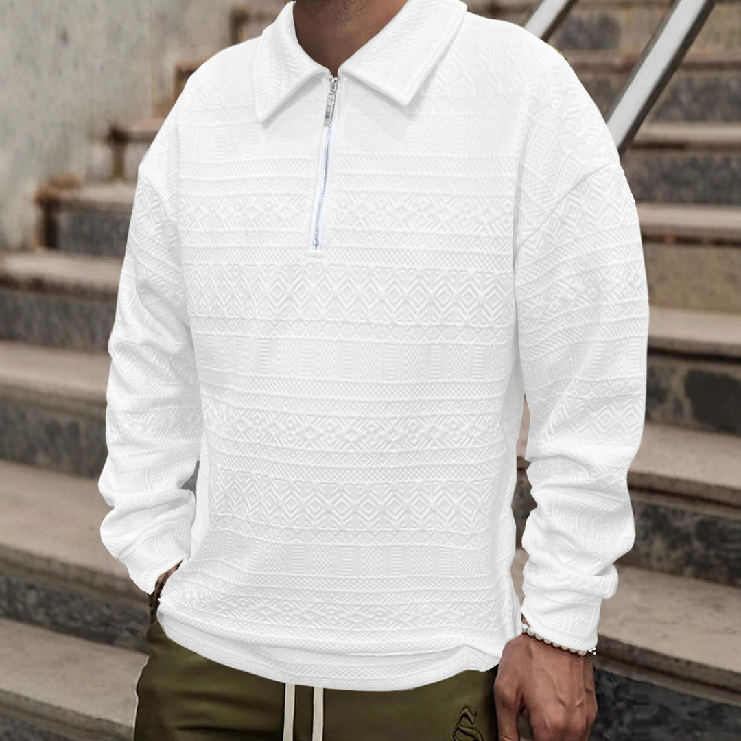 Herren Strickpullover mit Reißverschluss und strukturierter Oberfläche Echoarchiv