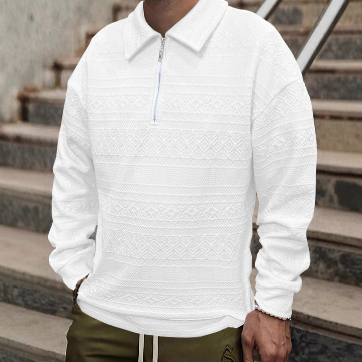 Herren Strickpullover mit Reißverschluss und strukturierter Oberfläche Echoarchiv