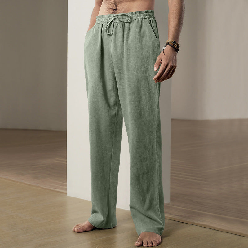Herren lässige Leinenhose mit elastischem Bund und praktischen Seitentaschen Echoarchiv