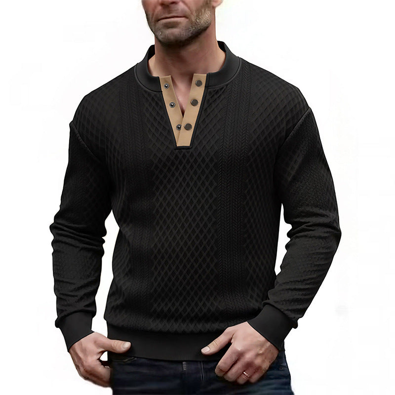Herren Elegantes Strukturpullover mit Knopfleiste Echo Archiv