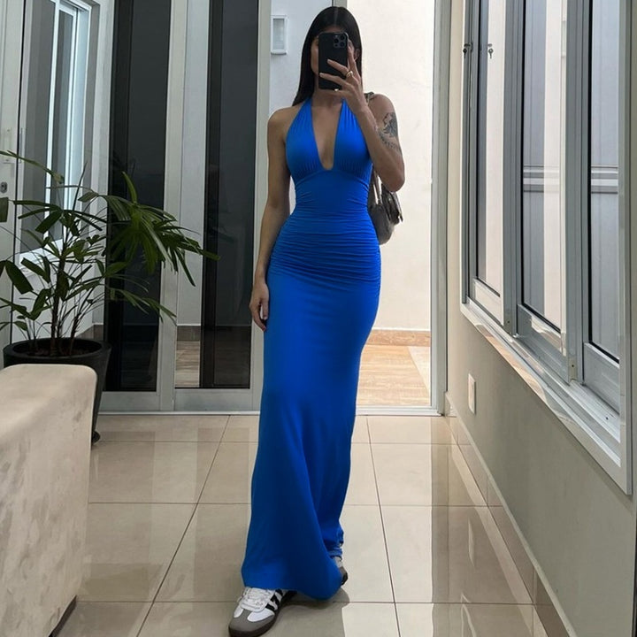 Damen Halter-Maxikleid mit eleganter Drapierung Echo Archiv