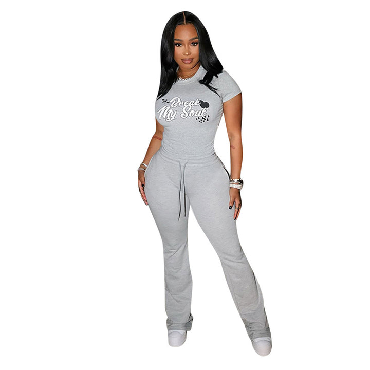 Damen Gemütliches Freizeit-Set mit T-Shirt und Jogginghose Echo Archiv