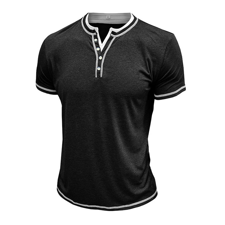 Herren Kurzarm-Henley-Shirt mit edler Knopfleiste und bequemen Schnitt Echoarchiv