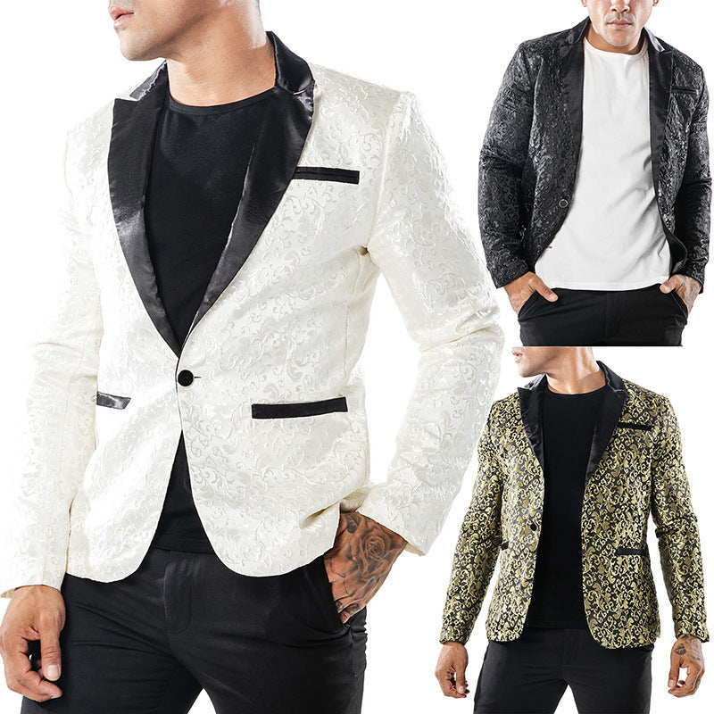 Herren Luxuriöser Smoking-Blazer mit floralem Jacquard-Muster Echoarchiv