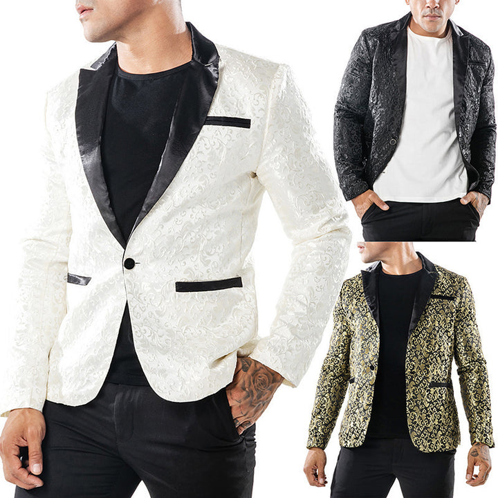 Herren Luxuriöser Smoking-Blazer mit floralem Jacquard-Muster Echoarchiv