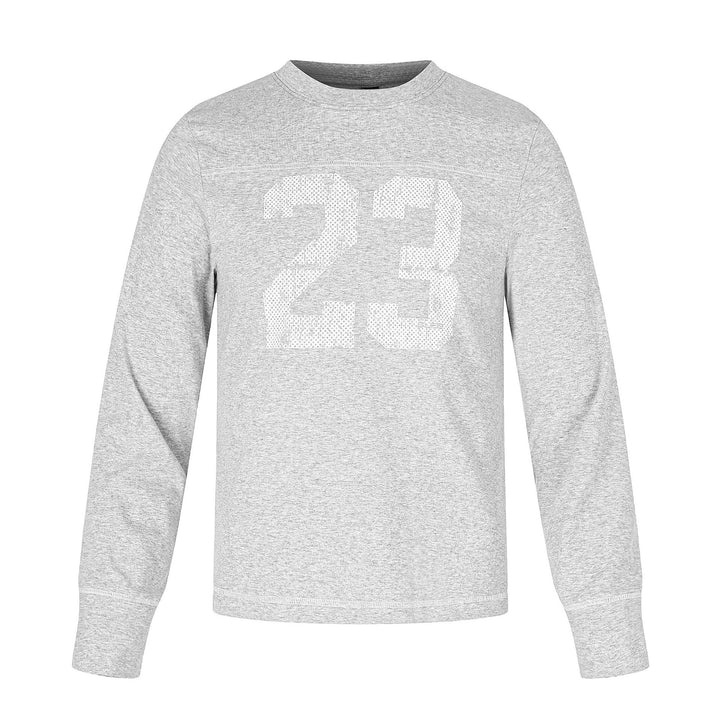 Unisex Langarm-Sweatshirt mit Rundhalsausschnitt, melierter Baumwollmischung und dezenter Zahlendruck Echoarchiv