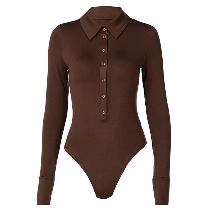 Damen Elegantes Body mit Knopfleiste und langen Ärmeln Echo Archiv