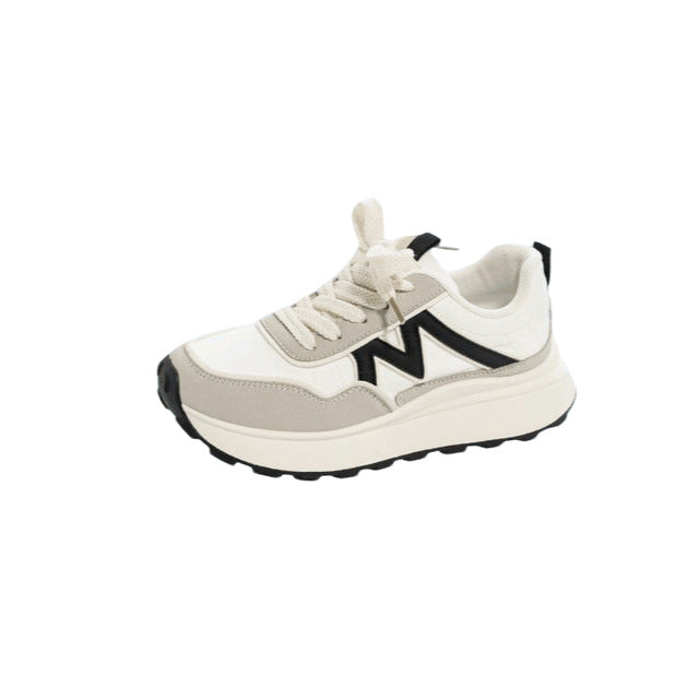 Damen Plateau-Sneaker mit kontrastierendem V-Design, dicker Profilsohle und gepolstertem Komfortkragen – Névara