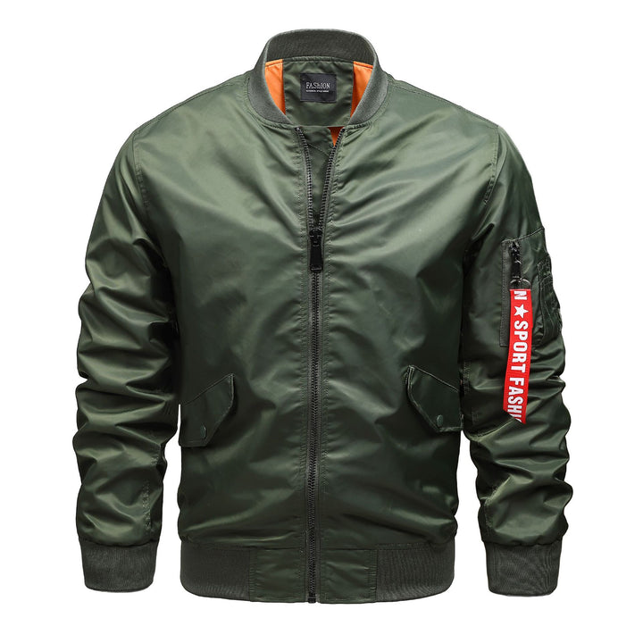Herren Bomberjacke im MA-1 Stil mit Ärmel-Utilitytasche und kontrastierendem Futter – Brevano