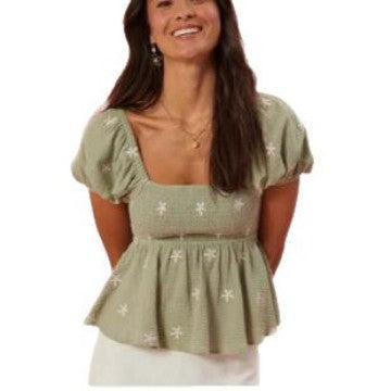 Damen Puffärmel Blusenshirt mit elastischem Bund Echo Archiv