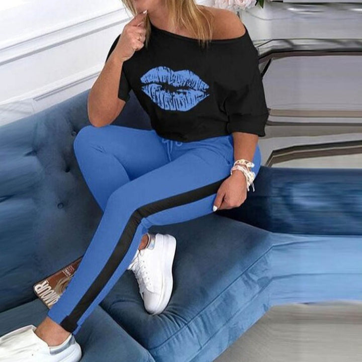 Damen stylisches T-Shirt mit Lippenmotiv Echoarchiv
