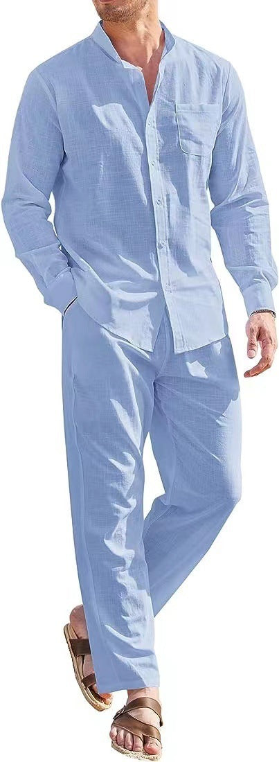 Herren elegantes Langarmhemd mit bequemer Hose Echoarchiv