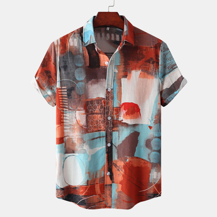 Herren Kurzarmhemd mit kreativem Abstract-Design Echoarchiv