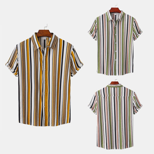 Herren Kurzarmhemd mit lässigem, gestreiftem Design und hochwertiger Baumwollqualität Echoarchiv