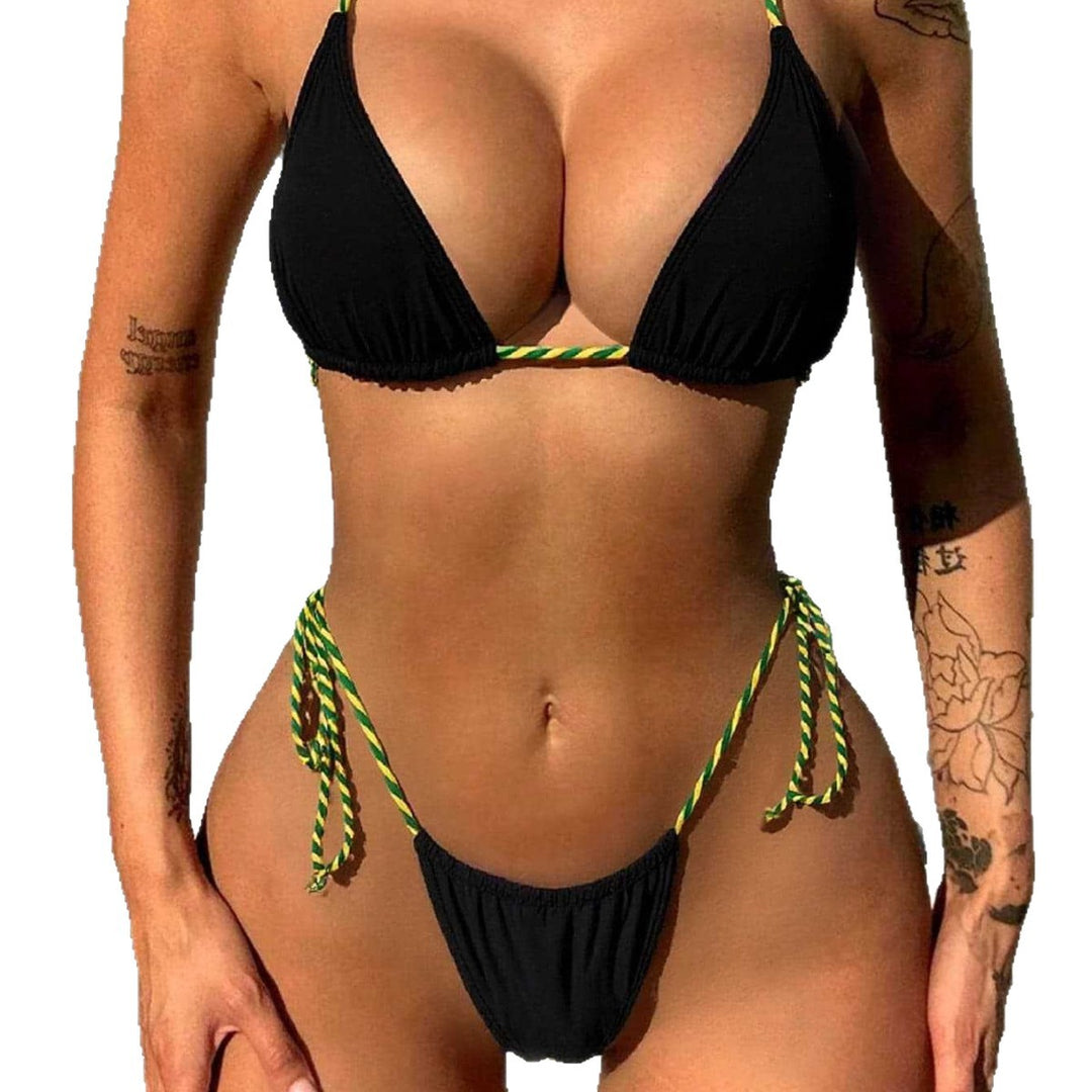 Damen Minimalistischer Triangel-Bikini mit verstellbaren Bindebändern Echo Archiv