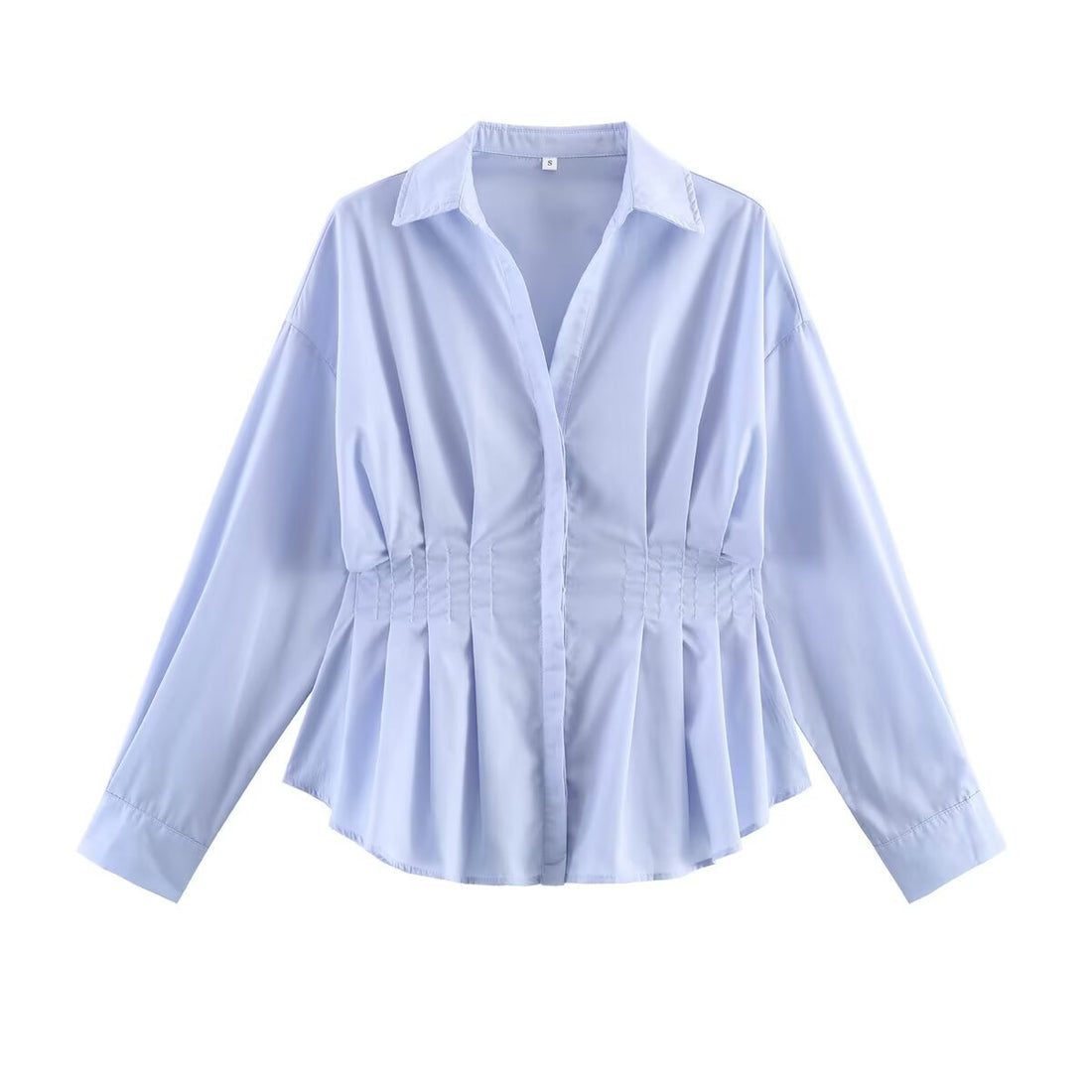 Damen Taillierte Hemdbluse mit Taillenraffung und Schößchen Echoarchiv