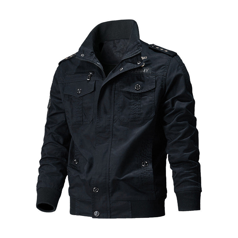 Herren Urbaner Canvas‑Pilotjacke im Military‑Look mit Brusttaschen, Epauletten und Rippbündchen Echoarchiv