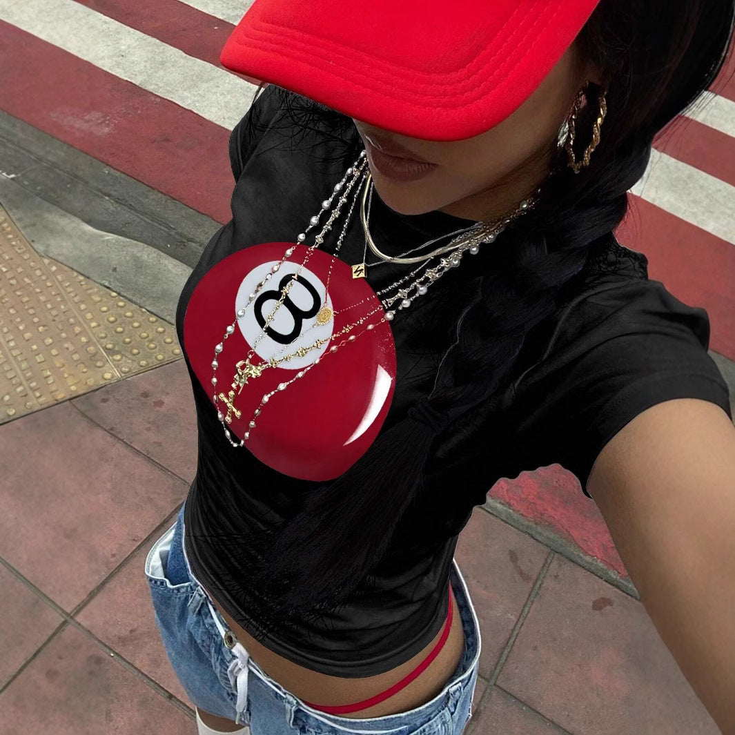 Damen Crop-T-Shirt mit kreativem Telefon-Design Echo Archiv