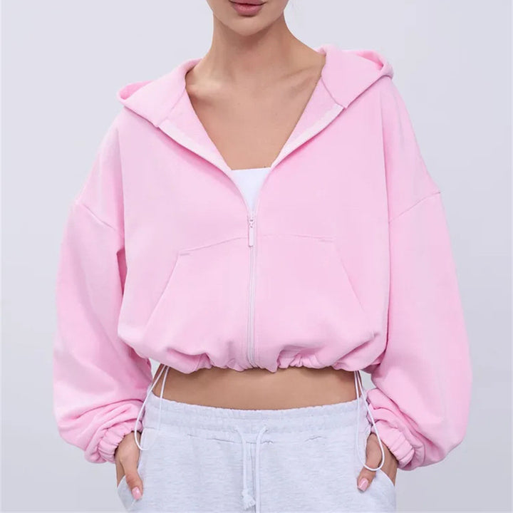 Damen Modischer cropped Zip-Hoodie Echo Archiv