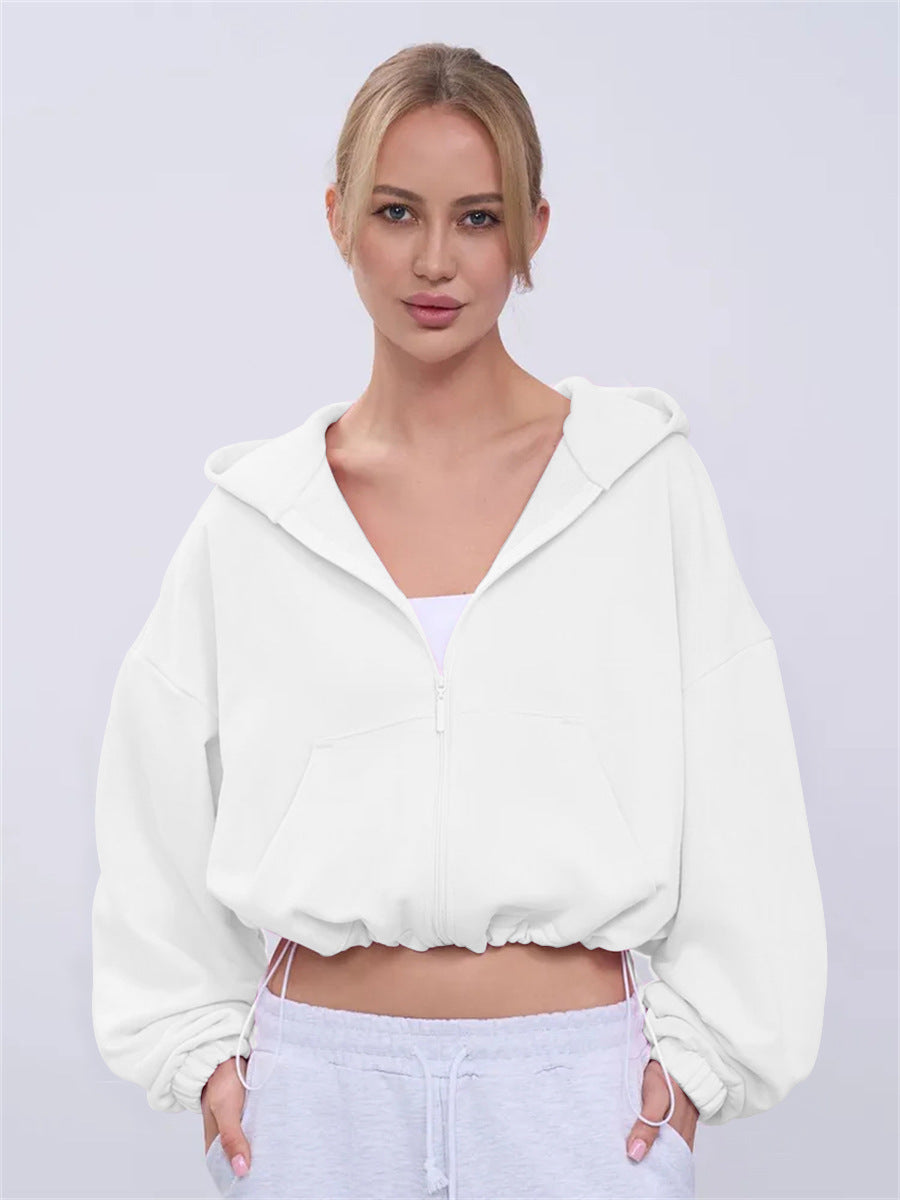 Damen Modischer cropped Zip-Hoodie Echo Archiv