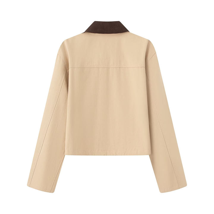 Damen Cropped-Fieldjacke mit Cordkragen, Druckknopfleiste und Tunnelzug Echo Archiv