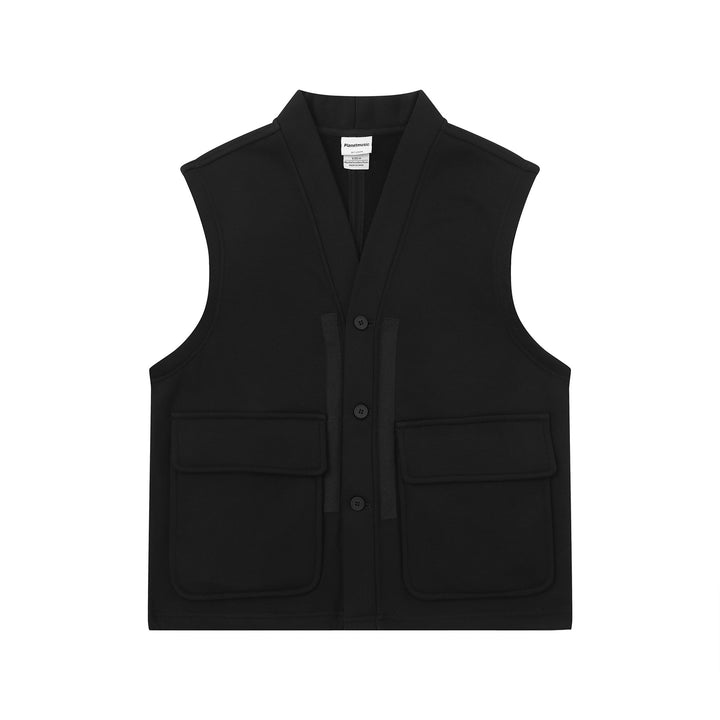 Unisex Utility‑Weste mit V-Ausschnitt, großformatigen Klappentaschen und Knopfleiste Echoarchiv