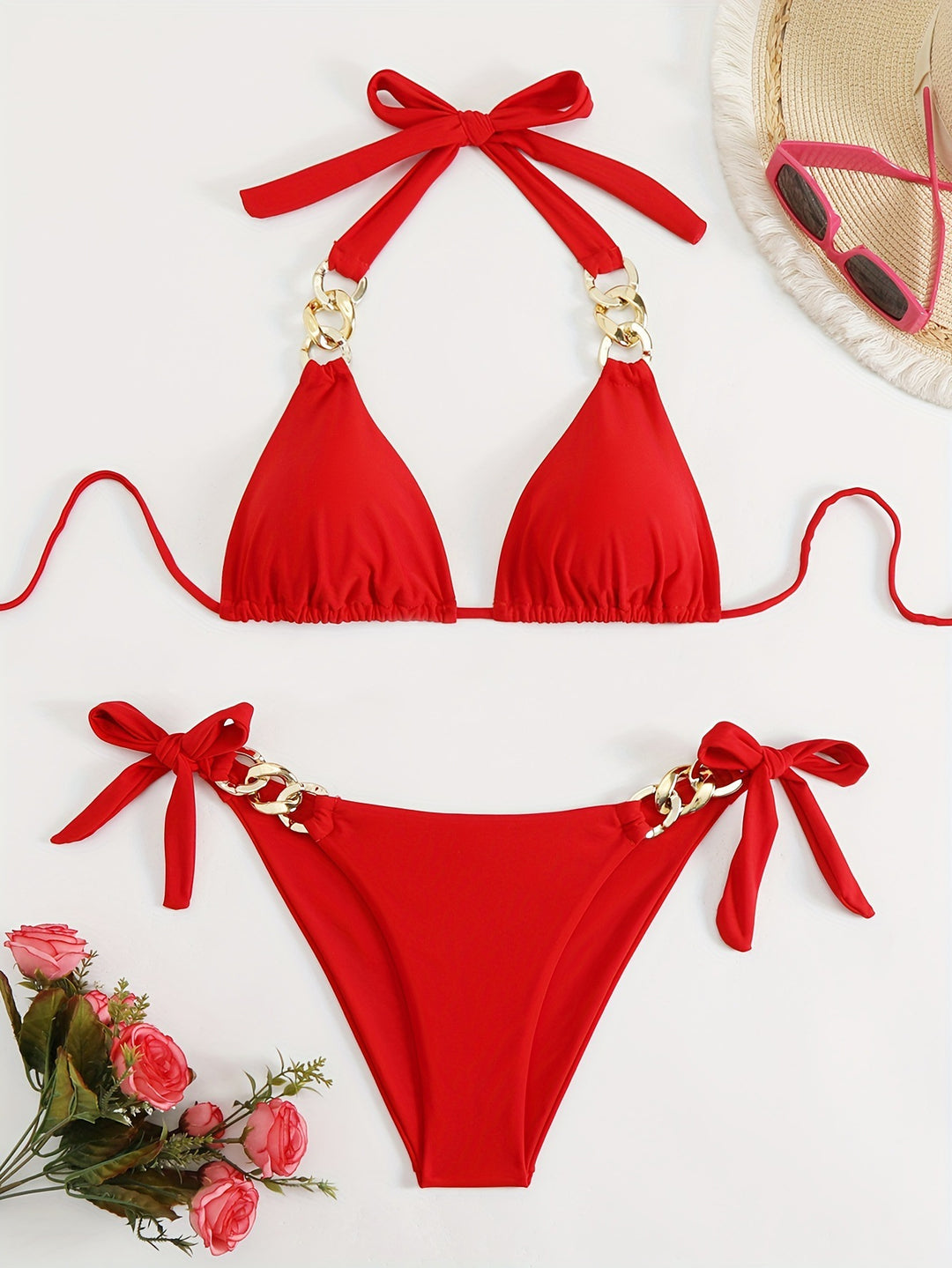 Damen Triangel-Bikini mit modischen Kettenakzenten Echo Archiv