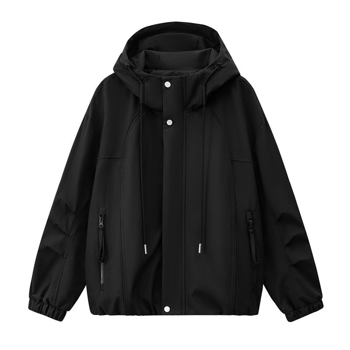 Herren Leichte Kapuzen-Utility-Übergangsjacke mit wasserabweisender Außenhülle und elastischem Saum Echoarchiv
