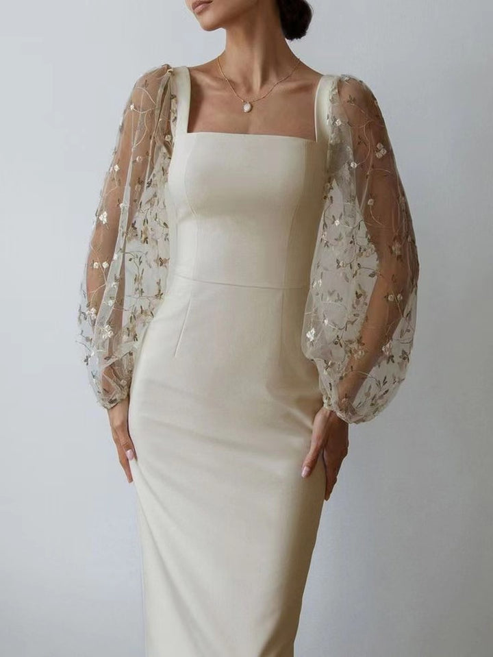 Damen Kleid mit romantischen transparenten Puffärmeln Echo Archiv