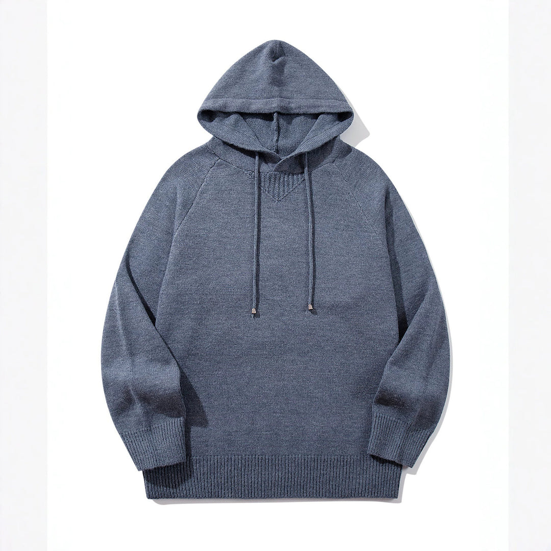 Unisex Strick-Kapuzenpullover mit Raglanärmeln und breitem Rippenbund Echoarchiv