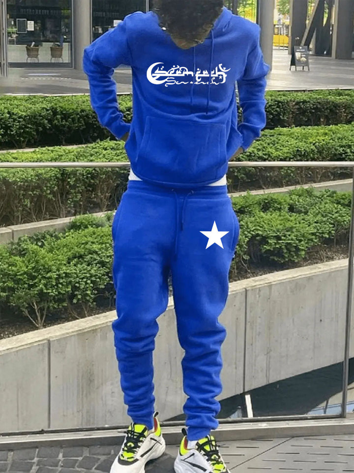Herren Kapuzenpullover und Jogginghose Set mit stylischem Sternenmuster Echoarchiv