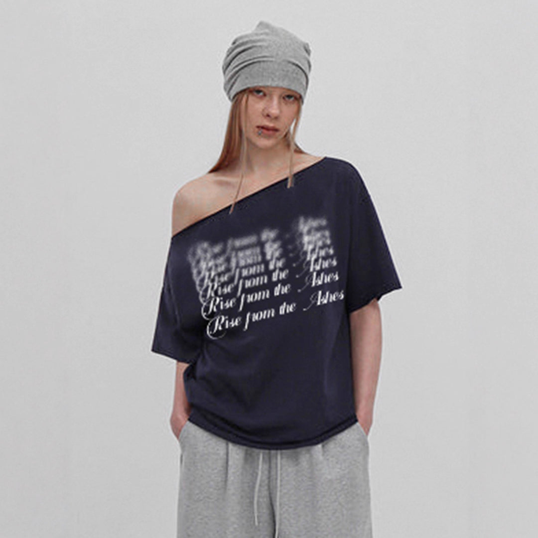Damen Oversized T-Shirt mit Kristallverzierung und V-Ausschnitt Echo Archiv
