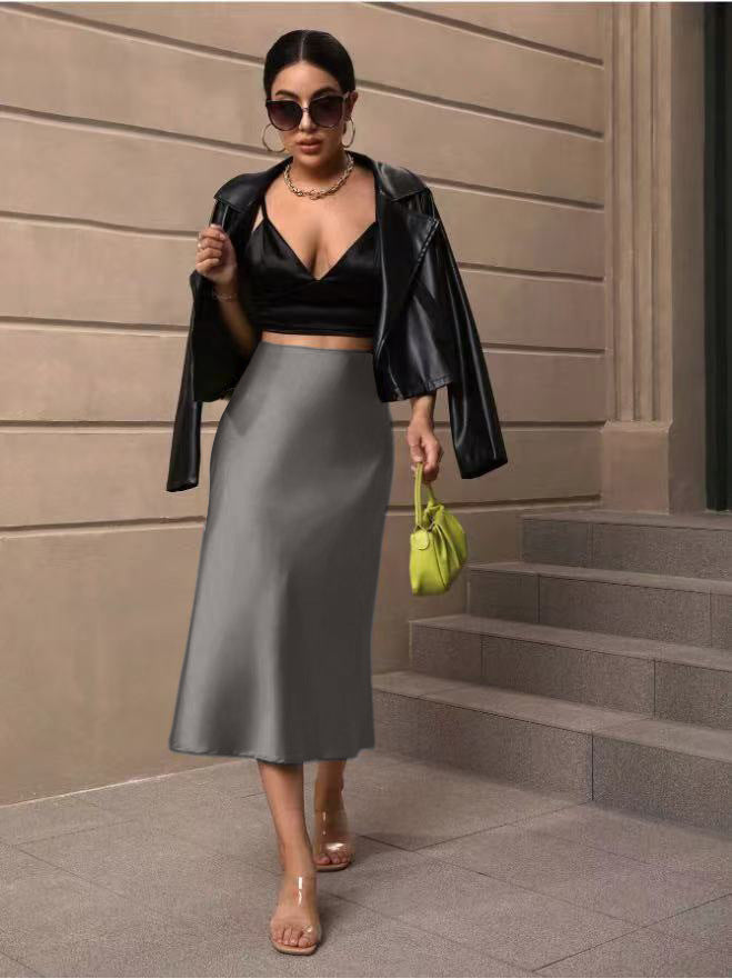 Damen Satin Rock mit schwingendem Saum und elegantem Schnitt Echoarchiv