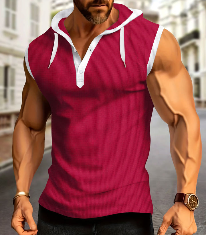Herren sportliches ärmelloses Poloshirt mit Kapuze Echoarchiv