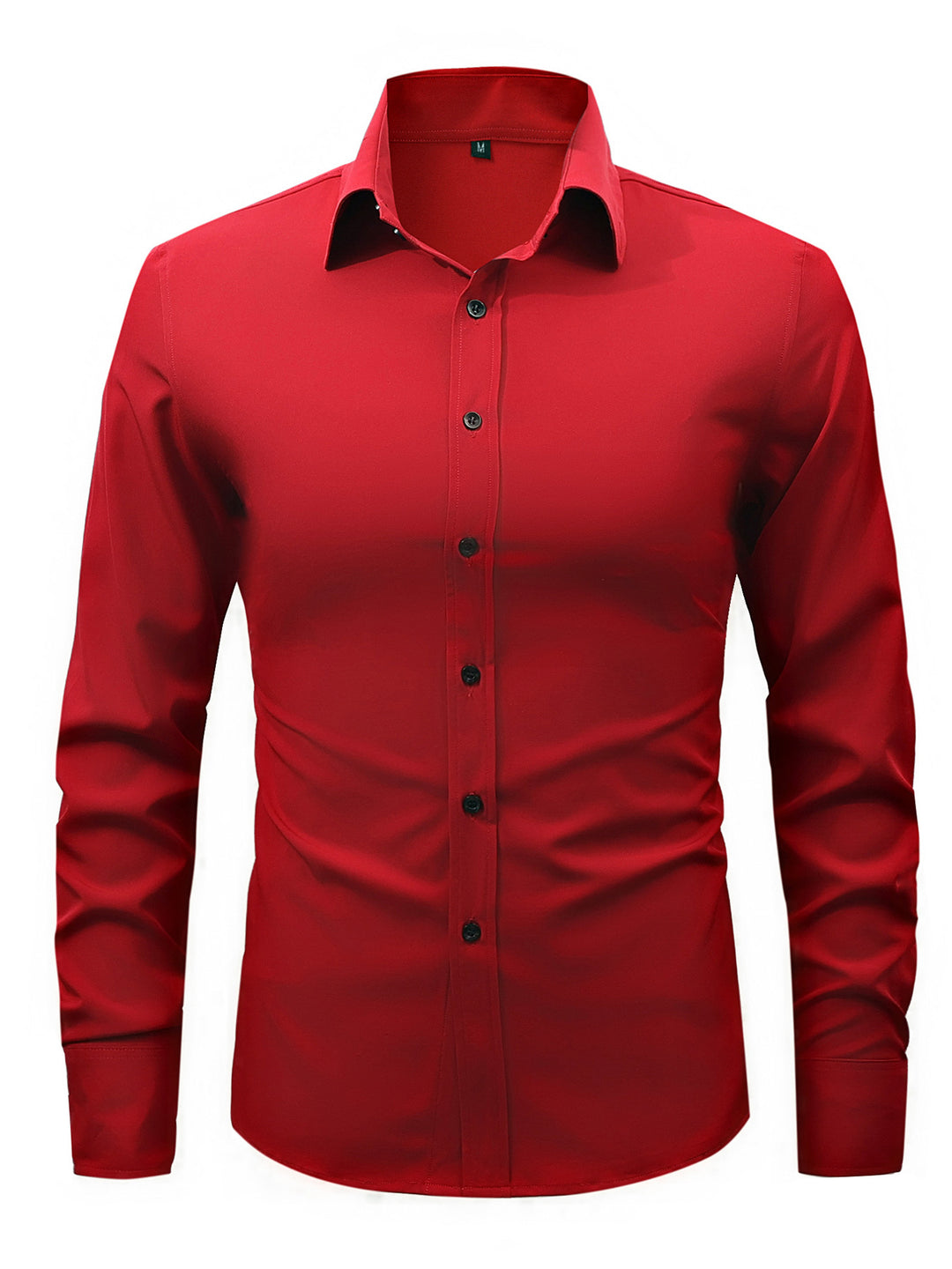 Men's slim fit long sleeve stretch cotton dress shirt with spread collar – Arvello