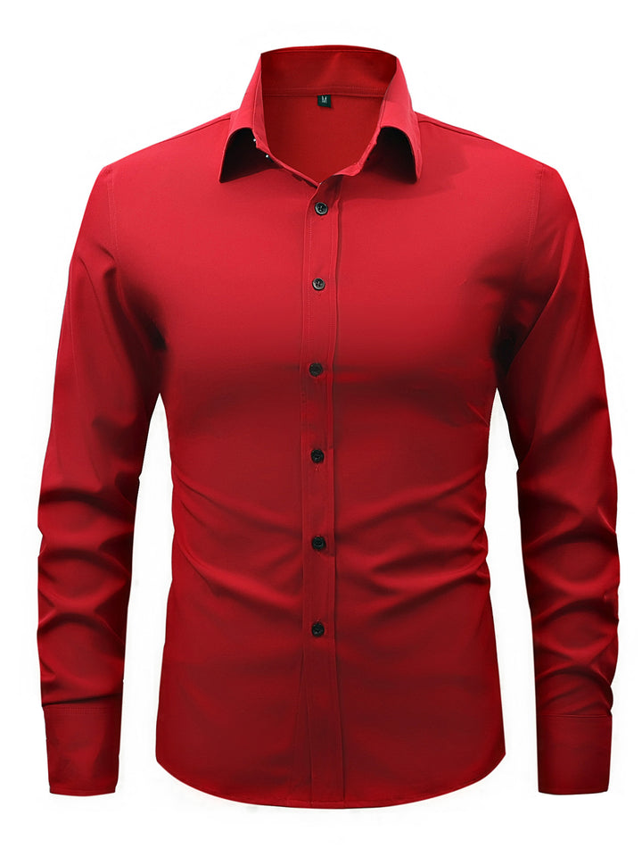 Men's slim fit long sleeve stretch cotton dress shirt with spread collar – Arvello