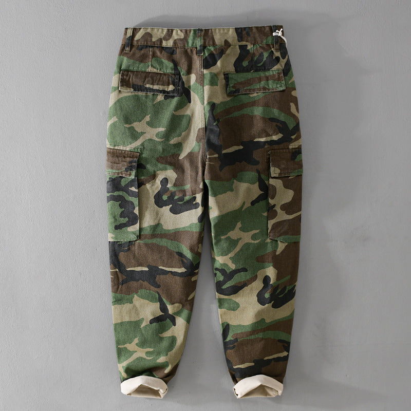 Herren Slim-Tapered Cargohose im Military-Stil mit Gummibündchen und Klappentaschen Echoarchiv