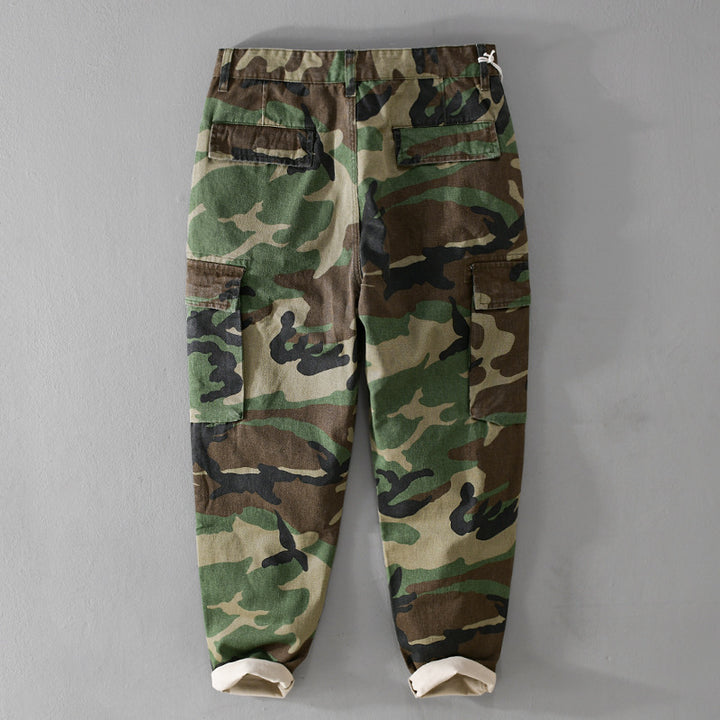 Herren Slim-Tapered Cargohose im Military-Stil mit Gummibündchen und Klappentaschen Echoarchiv