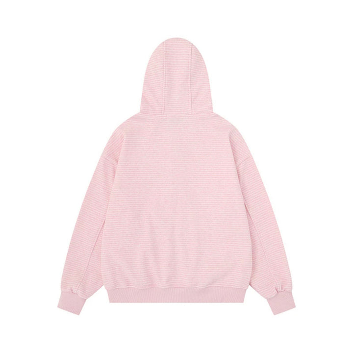 Unisex Gestreifte Kapuzen-Sweatjacke mit Reißverschluss und Kängurutaschen Echoarchiv