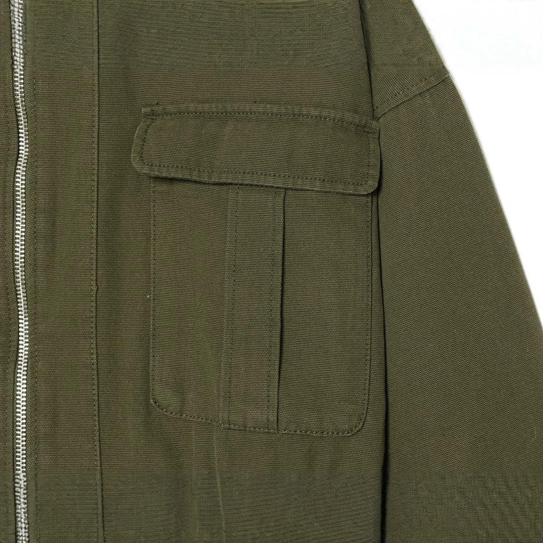 Damen kurze Utility-Jacke mit Reißverschluss, aufgesetzten Brusttaschen und Taillenzug Echoarchiv